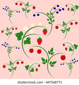strawberry blueberry raspberry on branches