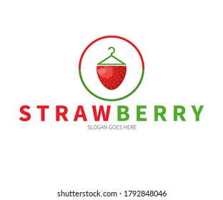 Strawberry Boutique, Fashion, Beauty Logo Concept. Vector Design Illustration. Symbol and Icon Vector Template.