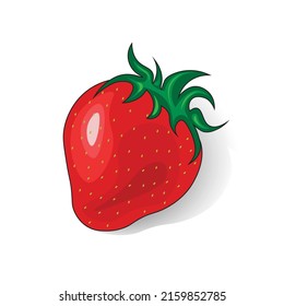 Fresa de color rojo brillante, ilustración vectorial. Fabricado para imprimir en textiles, pegatinas, carteles, ilustración de libros. 
Icono, logotipo.