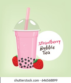 strawberry bubble tea vector