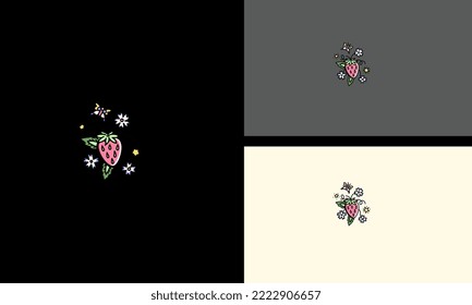 strawberry and butterfly vector logo concept