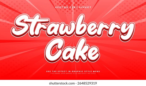 Strawberry Cake 3d editable text effect template suitable for sweet food products