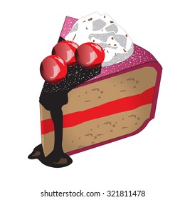  Strawberry cake with Cherry and bit of the almond nut, Vector Illustration