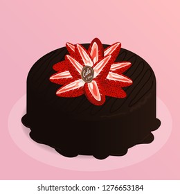 strawberry cake chocolate,cafe bakery vector