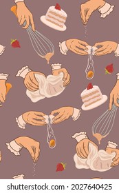 La cocción de tartas de fresa sin costura. Gráficos vectoriales.
