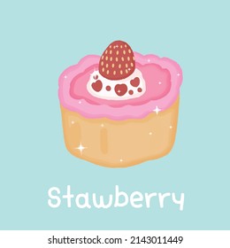 Strawberry Cake Hand-drawn illustrations are perfect for birthday cards.