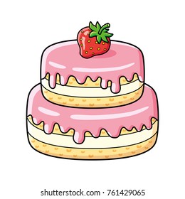 Strawberry cake isolated