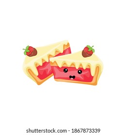 Strawberry cake looks happy for party