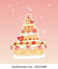 strawberry cake with love