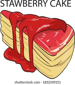 Strawberry cake for menu design vector art