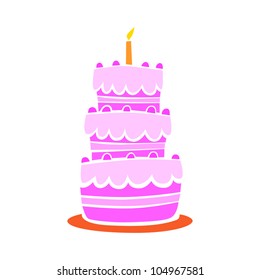 Strawberry cake on white background
