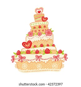 strawberry cake on a white background