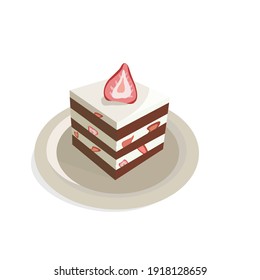 strawberry cake Strawberry cake over white background vector illustration