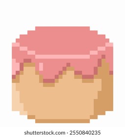 strawberry cake in pixel art. 