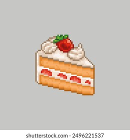 Strawberry cake, pixel art food