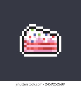 strawberry cake in pixel art style