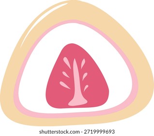 Ilustración plana de rebanada de pastel de fresa