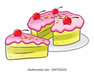 strawberry cake slice vector design
