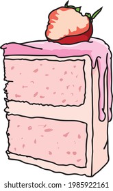 Strawberry cake, sweet, cute, design vector