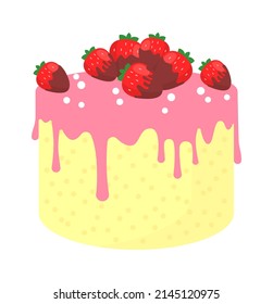 Strawberry cake sweet food. Vector illustration
