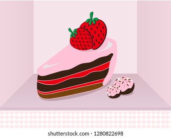 Strawberry cake and valentine's day