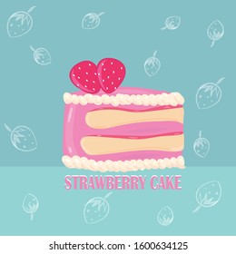 Strawberry Cake vector, background color blue
Bakery Sweet
