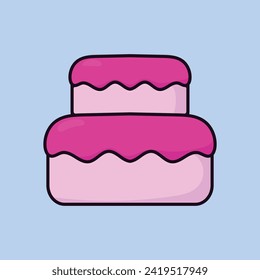 Strawberry Cake Vector Icon Illustration Cake icon