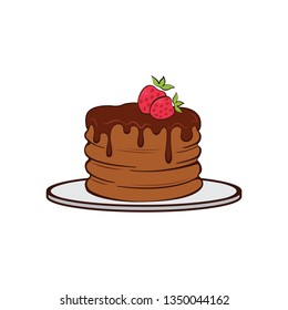 
Strawberry cake vector illustration