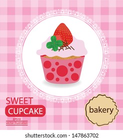 Strawberry cake vector illustration