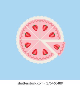 Strawberry Cake Vector Illustration