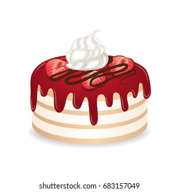 strawberry cake vector illustration