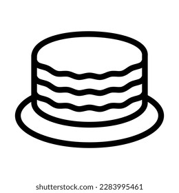 Strawberry Cake Vector Line Icon Design