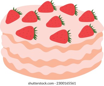 Strawberry cake vector. Summer desserts. 