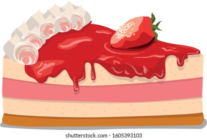 Strawberry cake with whipped cream