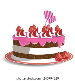 Strawberry Cake,vector