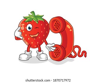 strawberry call mascot. cartoon vector
