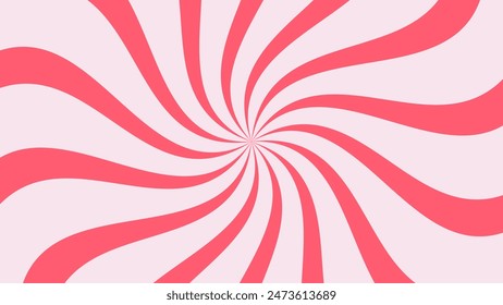 Strawberry candy or ice cream striped swirl background. Twisted sunbeam pink sweet pattern. 