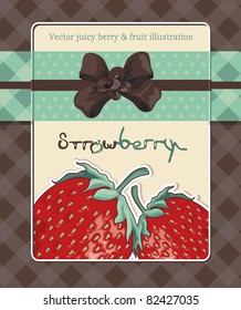 Strawberry Card Design, detailed vector illustration. Abstract Elegance food background.