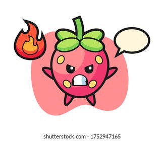Strawberry cartoon angry mascot character