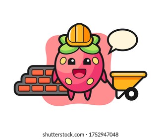 Strawberry cartoon as a builder