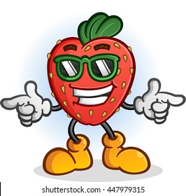 Strawberry Cartoon Character with Attitude Wearing Sunglasses