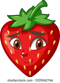 Strawberry cartoon character with facial expression illustration