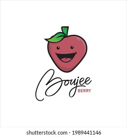 Strawberry, cartoon, cute, fresh fruits, Inspiration logo design