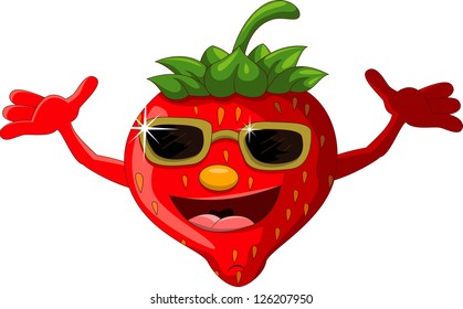 strawberry cartoon with eyeglasses