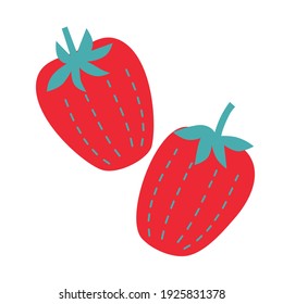 Strawberry cartoon flat illustration. Summer abstract fruits icon. Berries simple elements vector illustration.