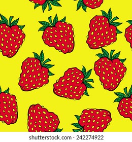 strawberry cartoon illustration seamless pattern