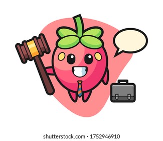 Strawberry cartoon as a lawyer