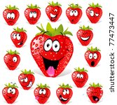 strawberry cartoon with many expressions