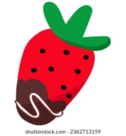 Strawberry cartoon on icon style.	