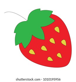 Strawberry cartoon. Outlined illustration with thin line black stroke